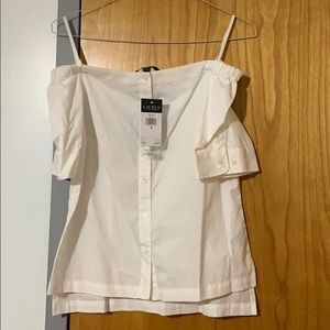 NWT Off the shoulder white button down